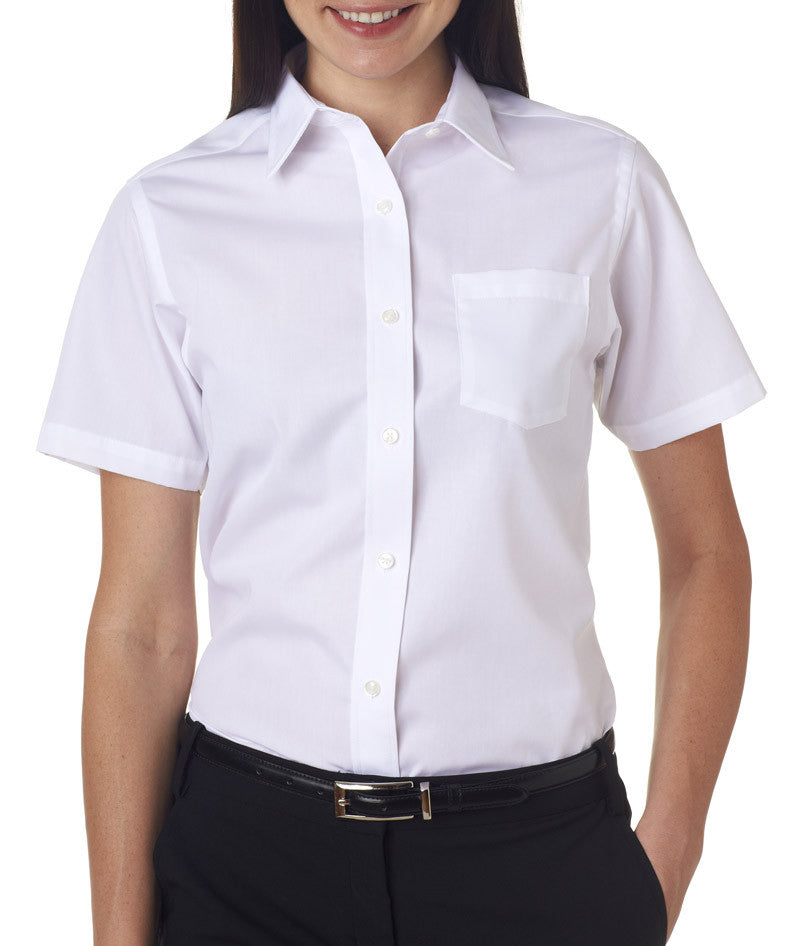 van-heusen-ladies'-short-sleeve-cotton-rich-broadcloth----white-(s)