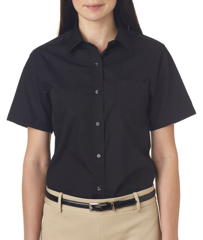 van-heusen-ladies'-short-sleeve-cotton-rich-broadcloth----black-(s)