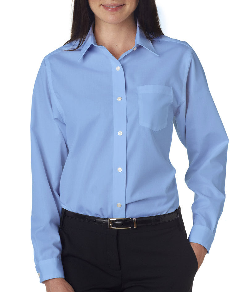van-heusen-ladies'-long-sleeve-cotton-rich-broadcloth----light-blue-(m)