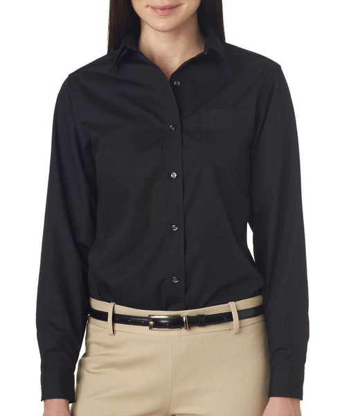 van-heusen-ladies'-long-sleeve-cotton-rich-broadcloth----black-(s)