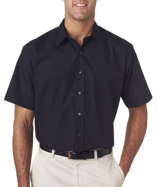 van-heusen-men's-short-sleeve-cotton-rich-broadcloth----black-(m)