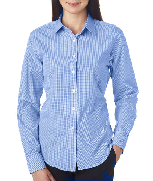 van-heusen-ladies'-long-sleeve-yarn-dyed-gingham-check----perwinkle-(2xl)