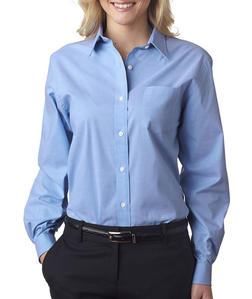 van-heusen-ladies'-long-sleeve-stretch-pinpoint-oxford----blue-bay-(m)