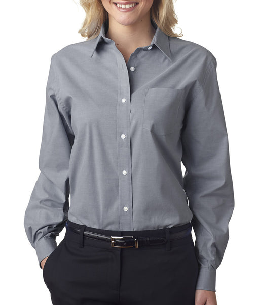 van-heusen-ladies'-long-sleeve-stretch-pinpoint-oxford----graphite-(2xl)