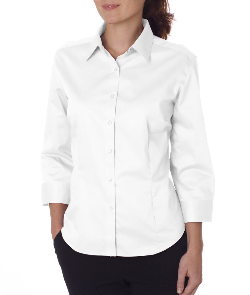 van-heusen-ladies'-3/4-sleeve-dress-twill----white-(m)
