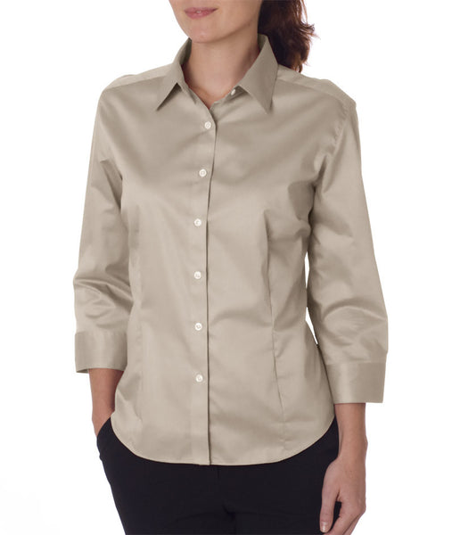 van-heusen-ladies'-3/4-sleeve-dress-twill----khaki-(l)