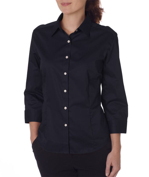 van-heusen-ladies'-3/4-sleeve-dress-twill----black-(m)