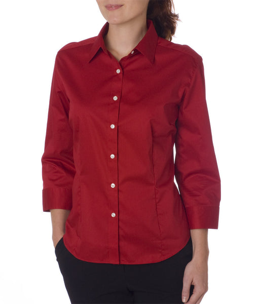 van-heusen-ladies'-3/4-sleeve-dress-twill----scarlet-(2xl)