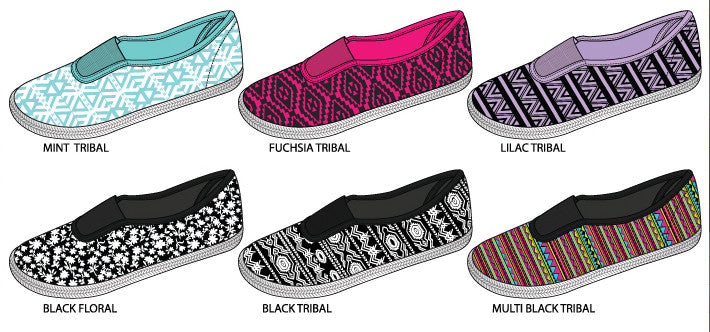 ladies-printed-clip-on-sneakers-with-elastic-gusset