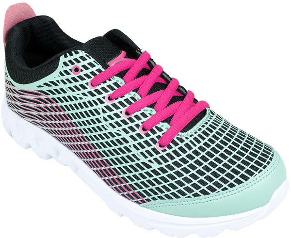 women's-athletic-sneakers---lime/fuchsia